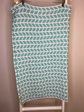 Koala Baby Knit Blanket Blue White Herringbone 38x41 100% Cotton Soft Baby Crib